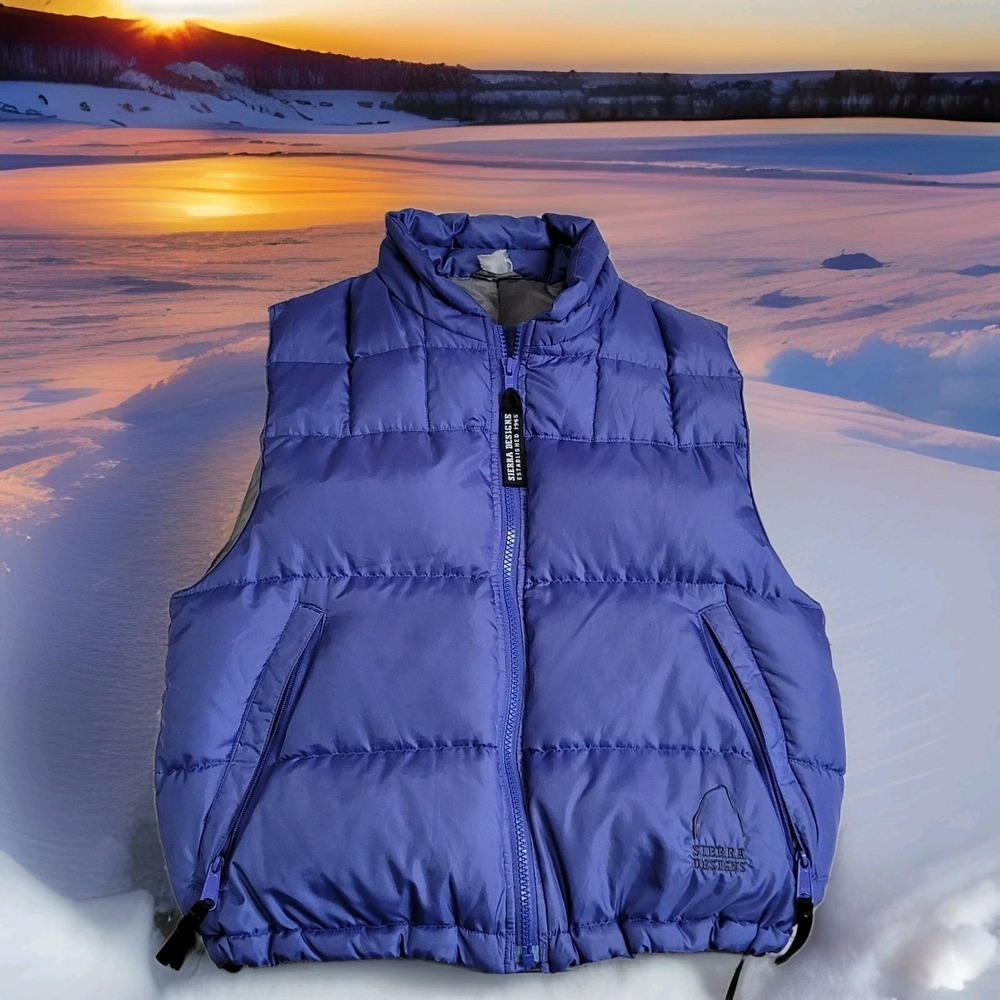 ❄️Vintage Sierra Designs Puffer Vest Unisex S/M Blue Quilted Goose Down Zipper
